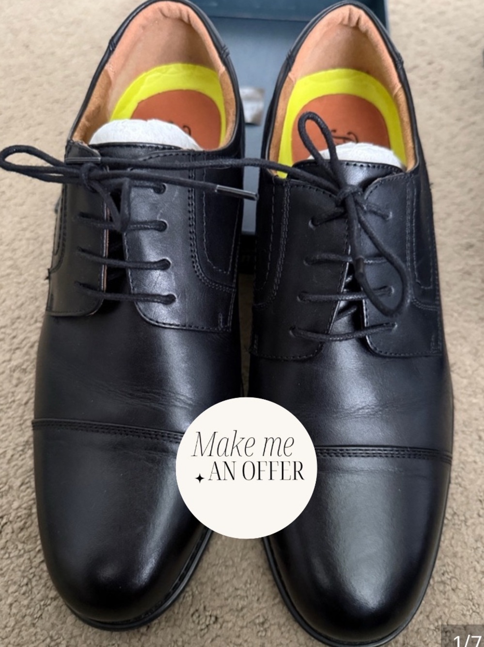 Florsheim Black Midtown Cap Oxford Dress Men’s Shoes 11 D New In Box